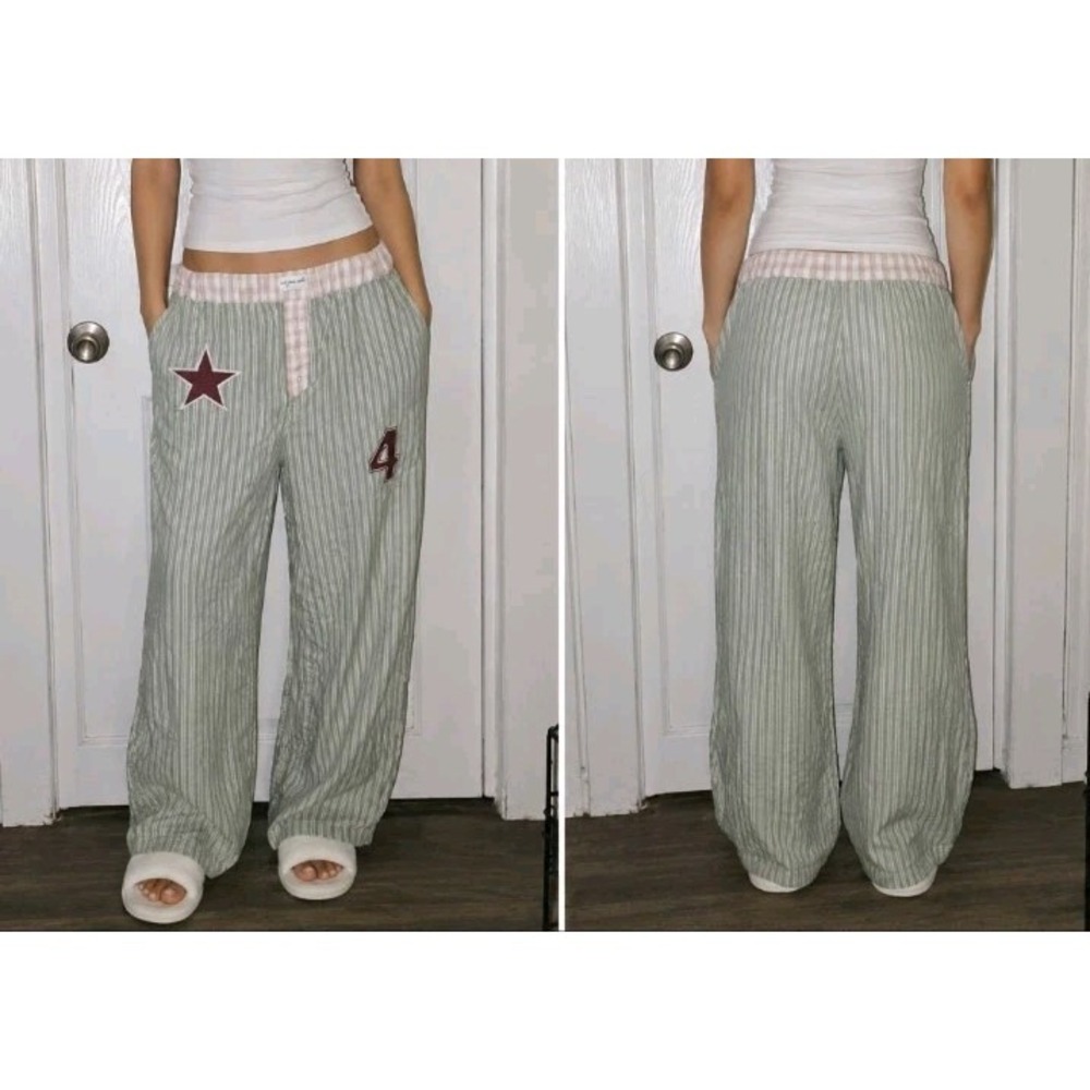 URBAN OUTFITTERS Out From Under XS Avril Boxer Pants Striped Embroided Logos